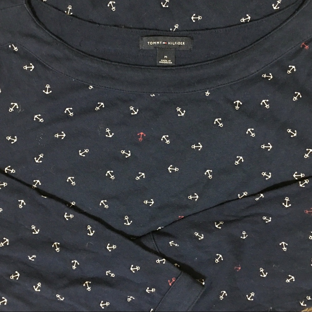 TOMMY HILFIGER 3/4 SLEEVE ANCHOR PRINT KNIT TOP M - Picture 7 of 8
